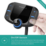 New Version Bluetooth FM Transmitter for Car Wireless Aux Adaptor Receiver Hands Free Car Kit 2.4A Fast Charger with 1.7Inch Larger Display SD Reader, AUX In/Out for All 12-24V Cars [&lt;lun&gt;]