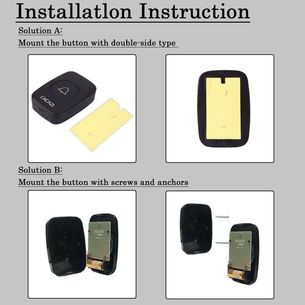 Wireless Doorbell, Waterproof Door Bell Chime Kit Includes Push Button Transmitter and Plug-In Receiver,Over 1000 feet Range,36 Melodies,CD Quality Sound and LED Flash