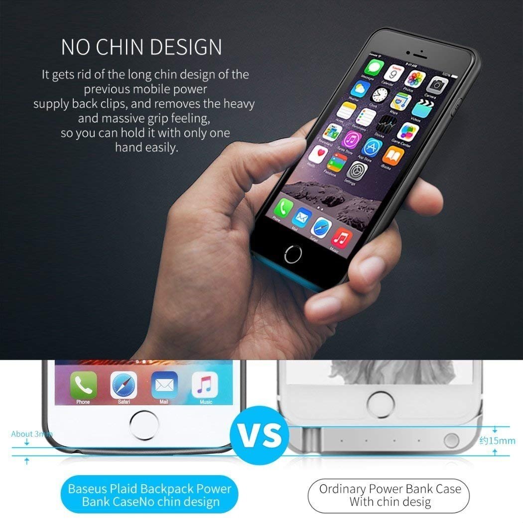 Slim Silicone Battery Case for iPhone 8/7/6S/6/8 Plus / 7 Plus / 6S Plus/6 Plus, 2500mAh/3700mAh Portable Charging Case External Rechargeable Charger Case Juice Pack Protective Power Case for iPhone