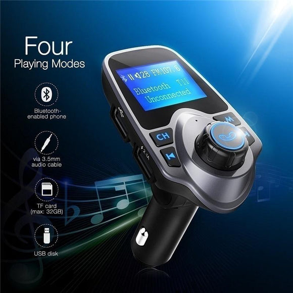 Bluetooth FM Transmitter for Car, Wireless Bluetooth Car Adapter Car Kit with Hand-Free Calling ,Safe Driving with One Key Control [<lun>]