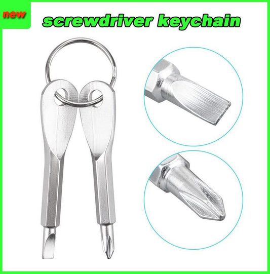 Hot Sale 2 Keys Stainless Keychain Pocket Tool Screwdriver Set EDC Outdoor Multifunction Fashion