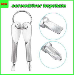Hot Sale 2 Keys Stainless Keychain Pocket Tool Screwdriver Set EDC Outdoor Multifunction Fashion