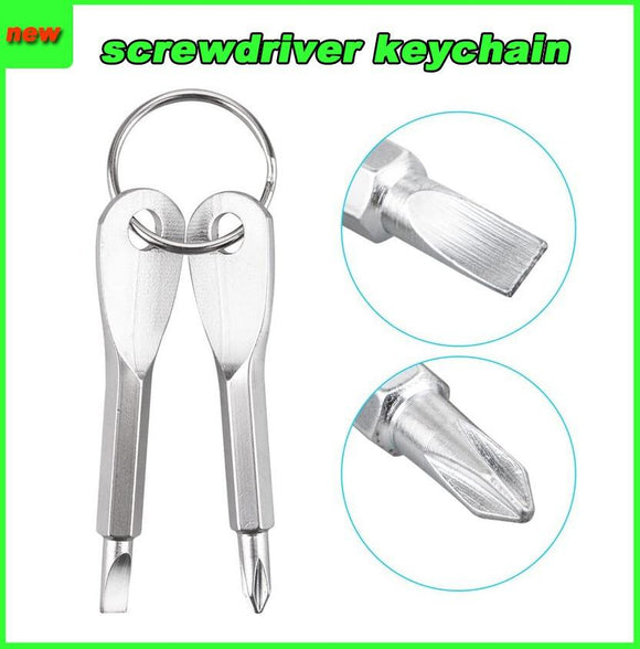 Hot Sale 2 Keys Stainless Keychain Pocket Tool Screwdriver Set EDC Outdoor Multifunction Fashion