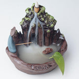 Backflow Incense Burner, Chinese traditional  Handmade Beautiful Scene Ceramic Home Decor  handmade gifts +  20 Backflow incense cones [&lt;lun&gt;]
