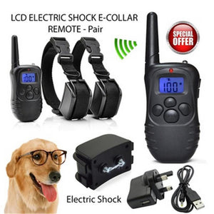 2021 New Professional LCD Electric 300M 100LV Levels Waterproof Shock Vibra Pet Training Collar Electric Pet Dog Training Remote Control Collar (Color: Black)