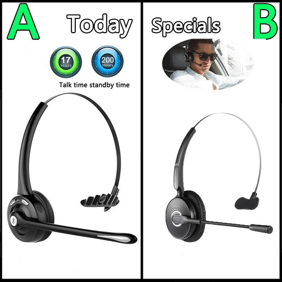New Professional Bluetooth Headset BTH-068 Wireless Headphone Black Headband UP To 12 Hours Hands Free For Drivers (Color: Black)