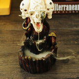 Exquisite New design Skull Backfolw Incense Burner Fashion Halloween Gift Retro Incense Holder Home Decoration Home Air Freshener for Yoga and Reading