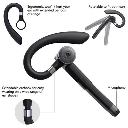 New Fashion Wireless Bluetooth5.0 Earphone, Waterproof Sport Earhook Headset, Noise Cancellation Stereo Bluetooth Headphone, Business Drive Handsfree Headset with Mic Voice Control for Smart Phone