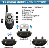 Dog Training Collar Remote Controller Waterproof Rechargeable 1000Yards LCD Trainer for Pet Electric Shock for 2 Dogs