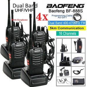 New 4 Pcs Baofeng BF-888S Walkie Talkie Radio Two Way Radio 400-470MHz Walkie Talkie Set Flashlight 16CH Portable Transceiver with Earpiece [&lt;lun&gt;]
