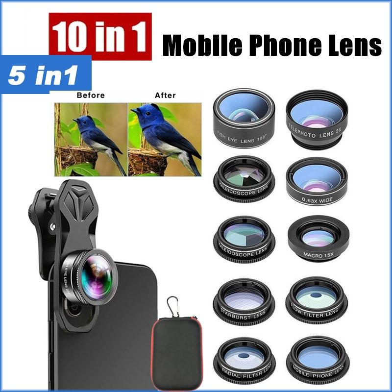 New 10in1 Mobile Phone Camera Lens Wide Angle Macro CPL Filter Fish Eye Lens for Smartphones [<lun>]