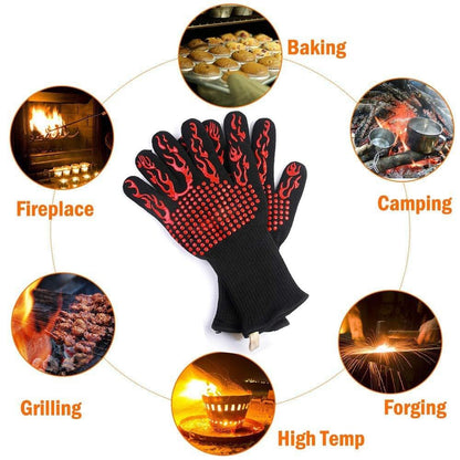 BBQ Grilling Gloves 1472℉ Extreme Heat Resistant Cooking Non-Slip Kitchen Outodor Barbecue Baking Silicone Gloves