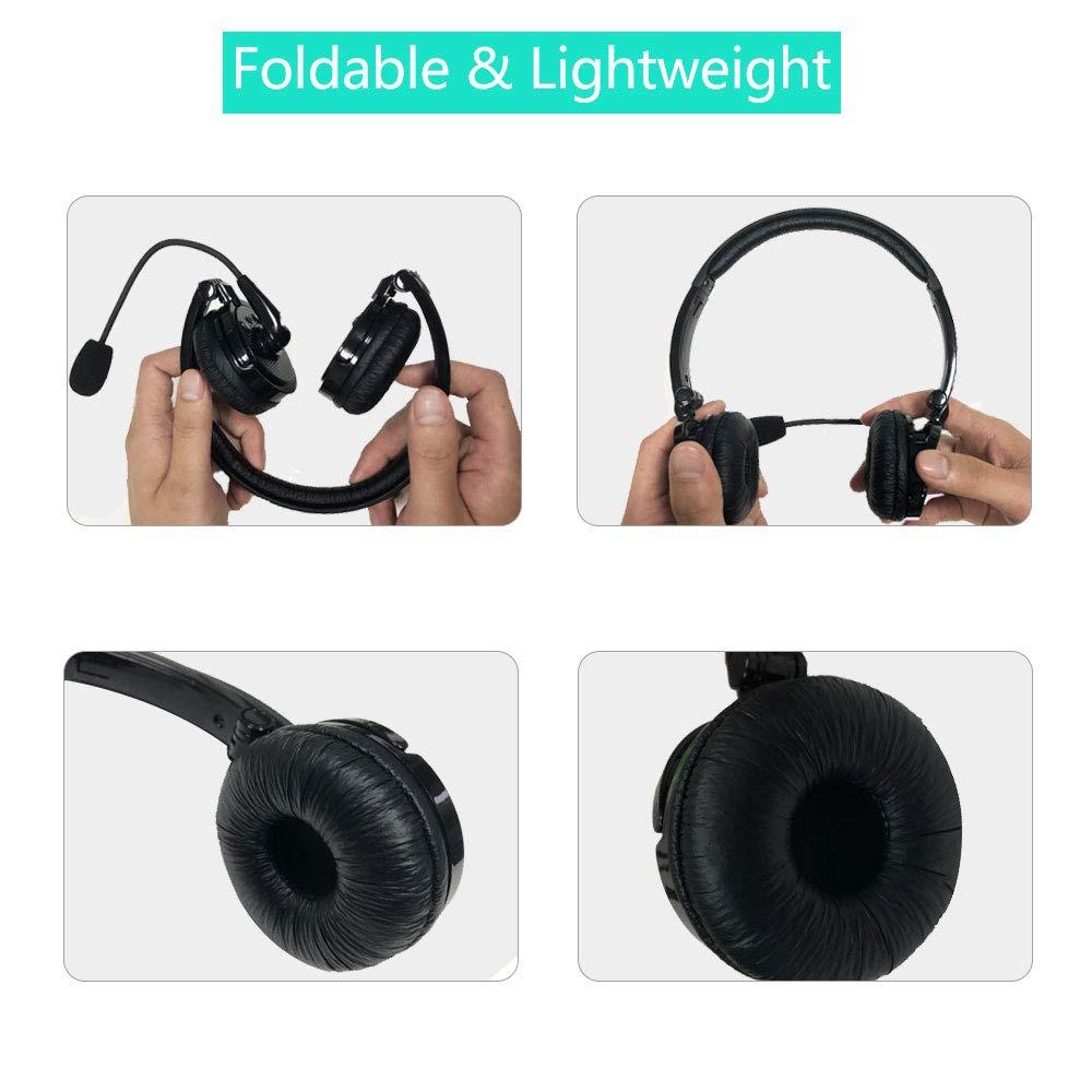 New Bluetooth Headphones with Mic,Wireless Bluetooth Headset Noise Cancelling Headphones with Boom Microphone On Ear Phone Headset for Office Phone Call Center Customer Service PC Cell Phones [<lun>]