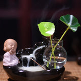 New Ceramic Incense Burner Feng Shui Tibet Holder Buddhist Censer + 60 Backflow Cone