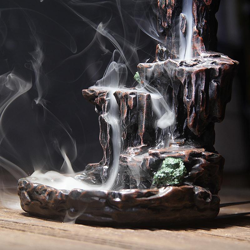 Alice Incense Holder Waterfall Incense Burner, Home Decor Aromatherapy Ornament,Handmade gifts can help sleep +  20 Backflow incense cones [<lun>]