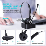 Bluetooth Headset with Mic Charging Dock,On-Ear Office Wireless Headset with Noise Cancelling Microphone for Call Center,Mobile Phones, Laptop,Skype,VoIP