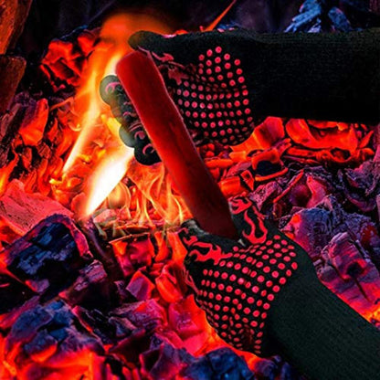 BBQ Grilling Gloves 1472℉ Extreme Heat Resistant Cooking Non-Slip Kitchen Outodor Barbecue Baking Silicone Gloves