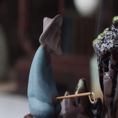 Handmade Ceramic Backflow Incense Holder Waterfall Incense Burner, Aromatherapy Ornament Home Decor Meditation Yoga +  20 Backflow Incense Cones [<lun>]