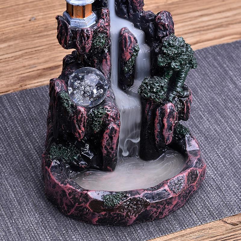 Handmade Ceramic Backflow Incense Holder Waterfall Incense Burner, Aromatherapy Ornament Home Decor Meditation Yoga [<lun>]