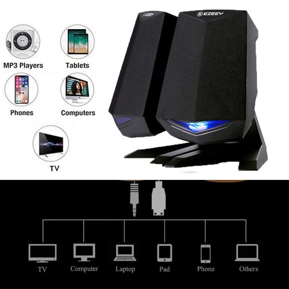 2020 Brand New Mini Subwoofer Dual Speakers Stereo Supper Bass Music Box 2.0 Channel Computer Speakers For Desktop Laptop Tablet PC Smartphone