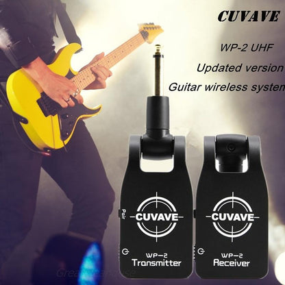 Guitar System Transmitter &amp; Receiver 2.4G Wireless Built-in Rechargeable Lithium Battery 30M Transmission Range for Electric Guitar Bass (Silver/Black)