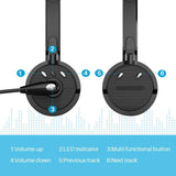 Bluetooth Headset with Microphone, Over-The-Head Wireless Stereo Headphones (Music Streaming, Hands-Free In Car, Up To 12 Hours, Noise Cancelling) for Truck Drivers and Telephone Operator (Black) [&lt;lun&gt;]