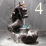 Retro Handmade Ceramic Backflow Incense Burner Home Decor Incense Holder Buddhist Crafts +60 Incense Cones