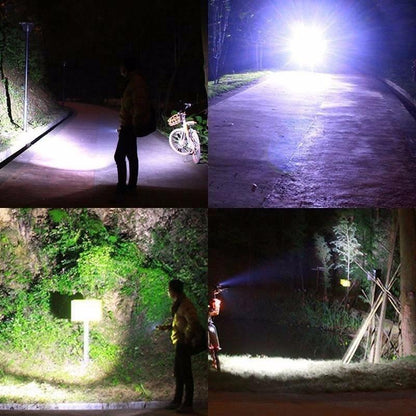 2021 New 4-Modes Multifunction USB Rechargeable Glare LED Three-head Flashlight Zoomable Outdoor Cycling [<lun>]