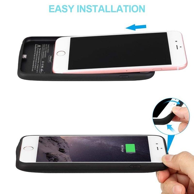 Slim Silicone Battery Case for iPhone 8/7/6S/6/8 Plus / 7 Plus / 6S Plus/6 Plus, 2500mAh/3700mAh Portable Charging Case External Rechargeable Charger Case Juice Pack Protective Power Case for iPhone