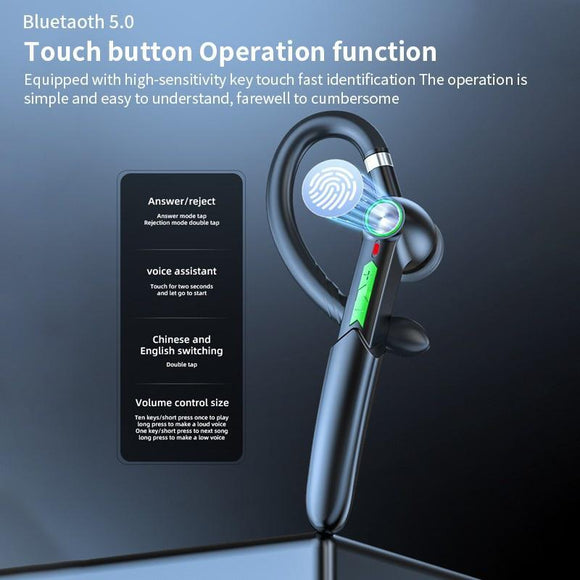 New [CVC 8.0 Bluetooth 5.0]Business Wireless Headset with Microphone Single Ear-hook Bluetooth  5.0 Headset 50mAh 110mAh Button+Fingerprint Touch Control Earphone Noise Reduction Stereo Earpiece