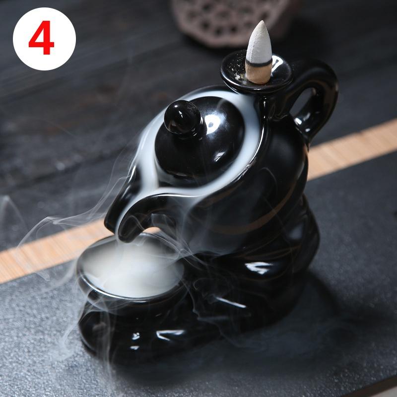Chinese Characteristic style Ceramic Sculpture  Backflow Waterfall Smoke Incense Burner,Home Decor Meditation Yoga [<lun>]