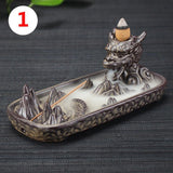 Ceramic sculpture reflux waterfall incense burner, can be used for home decoration meditation yoga gift [&lt;lun&gt;]