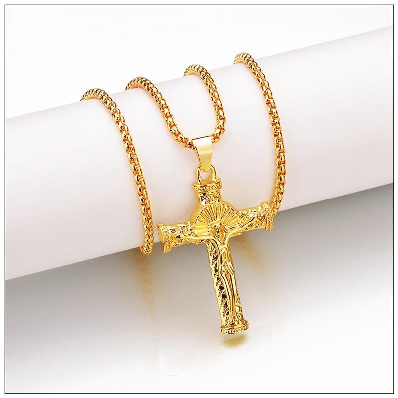 NEW Vintage Brother 18K Alloy Cross Necklace Men's Catholic Jesus Pendant + Necklace [<lun>]